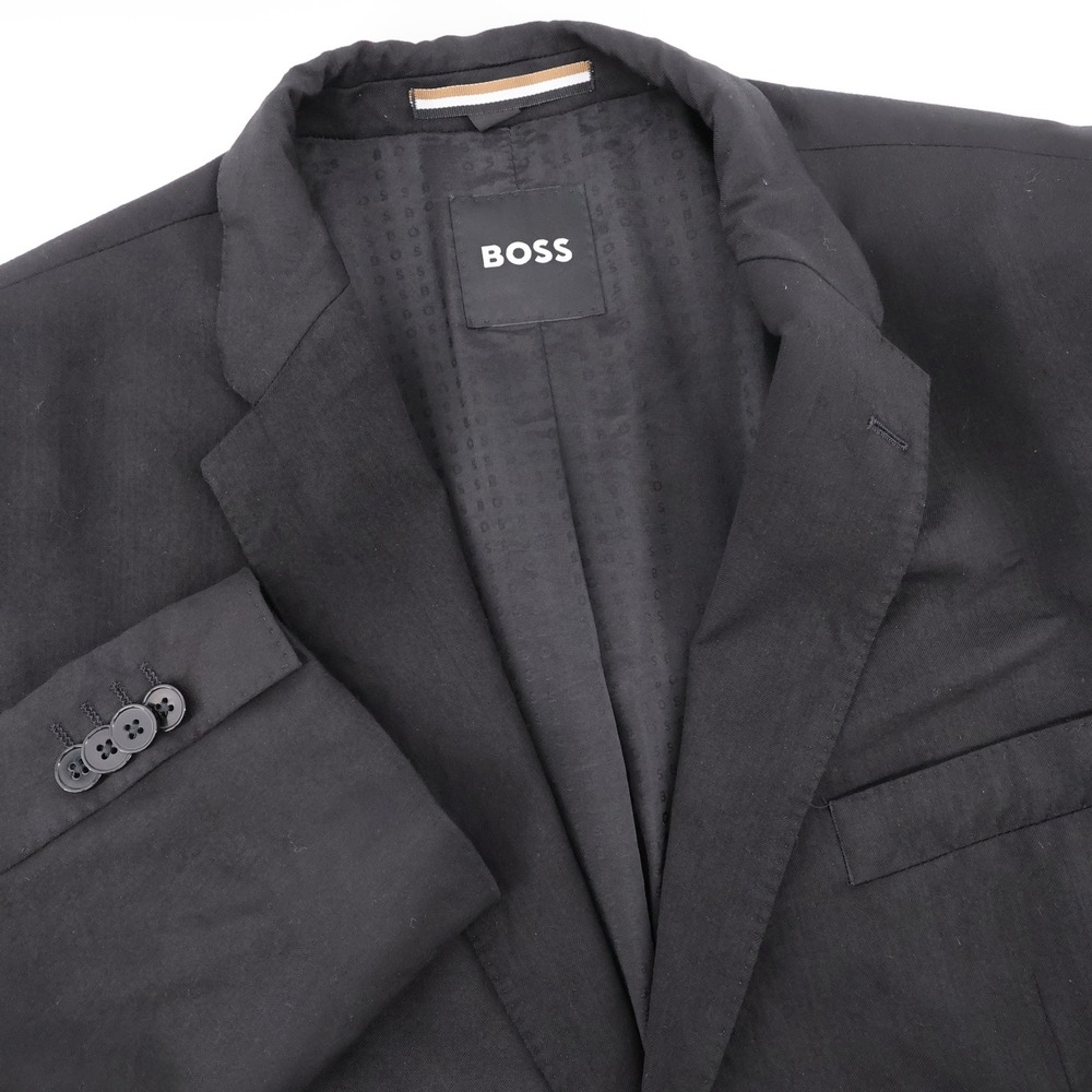 Hugo BOSS Virgin‎ Wool Blazer Jacket Black Long Sleeve Mens 44R